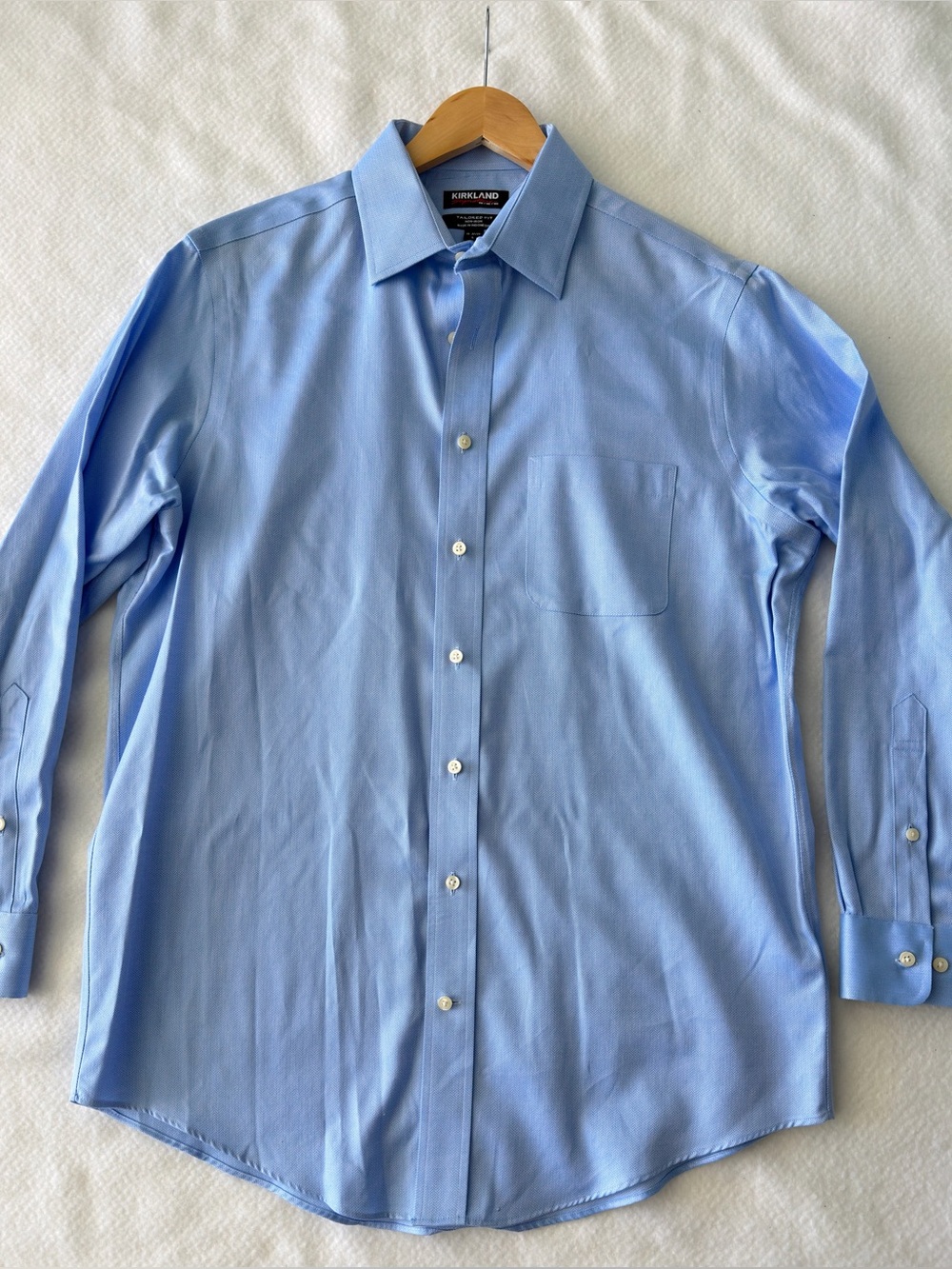 Kirkland Signature Men's Sky Blue Dress Shirt with Chest Pocket
